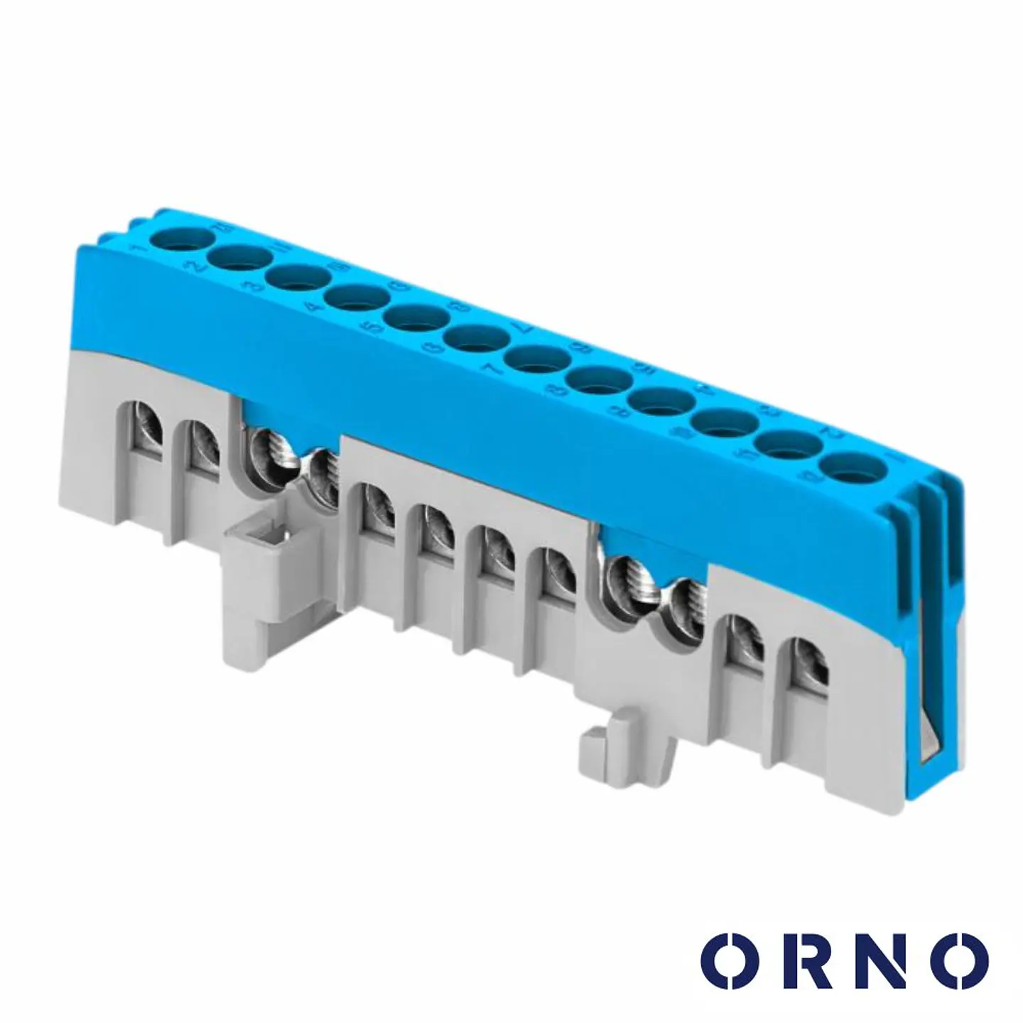 Barramento Neutro Isolado 12 Vias P/ Calha DIN Azul ORNO 1