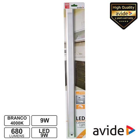Armadura LED C/ Sensor 9W 0.60mm 4000K 680lm AVIDE