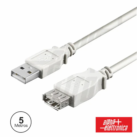 CABO USB-A 2.0 MACHO / USB-A FÊMEA 5M BRANCO POLYBAG