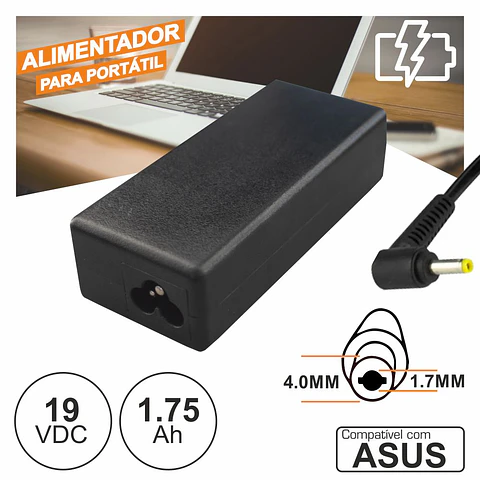 Alimentador P/ Asus 19V 1.75A 33W 4.0x1.35mm