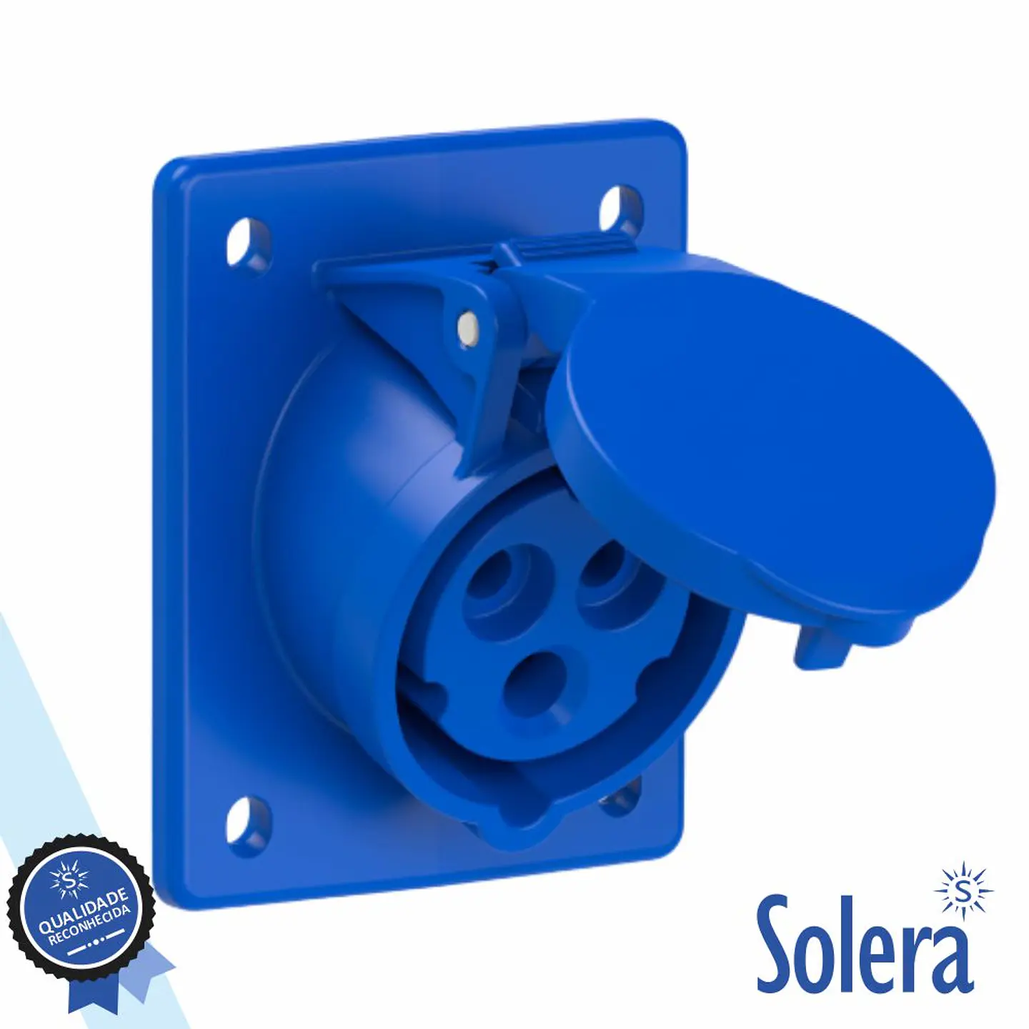Ficha CEE Fêmea Painel 16A 2P+T 230V C/Tampa IP44 SOLERA 1