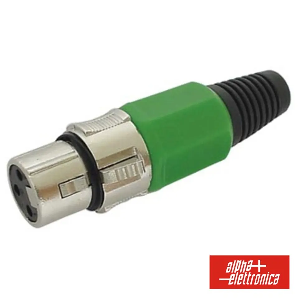 FICHA XLR 3P FÊMEA VERDE C/ BLINDAGEM E BLOQUEIO 1