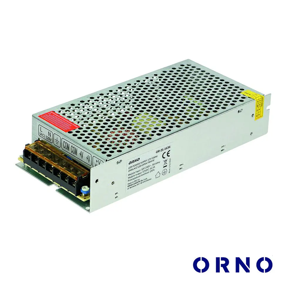 Fonte De Alimentação Industrial 12V 120W 10A ORNO 1