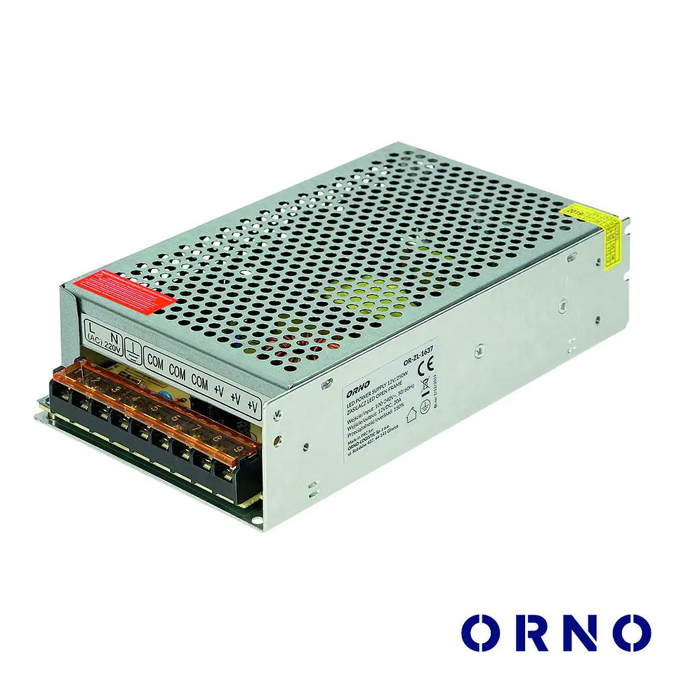 Fonte De Alimentação Industrial 12V 250W 20.8A ORNO 1