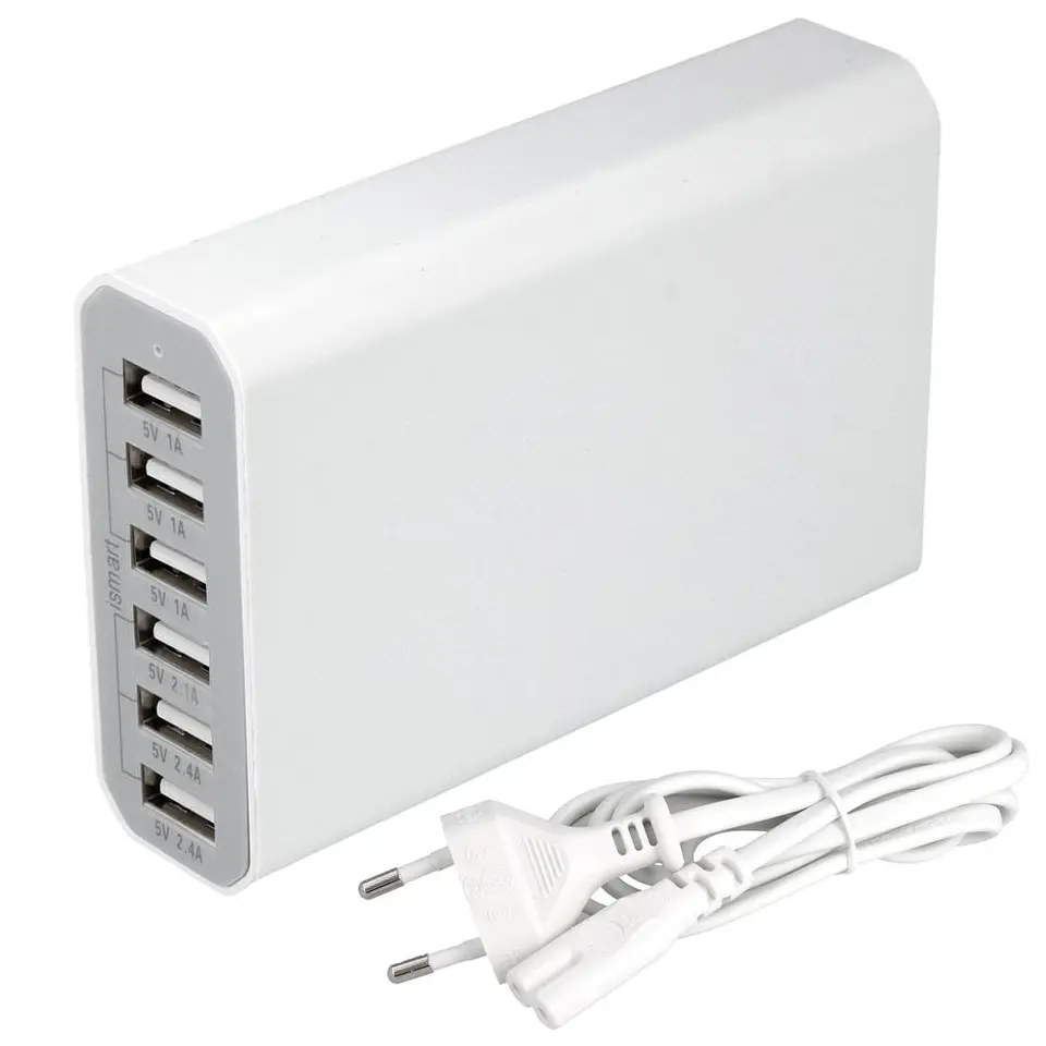 ALIMENTADOR COMPACTO COMUTADO 6 USB 5V 10A BRANCO 1