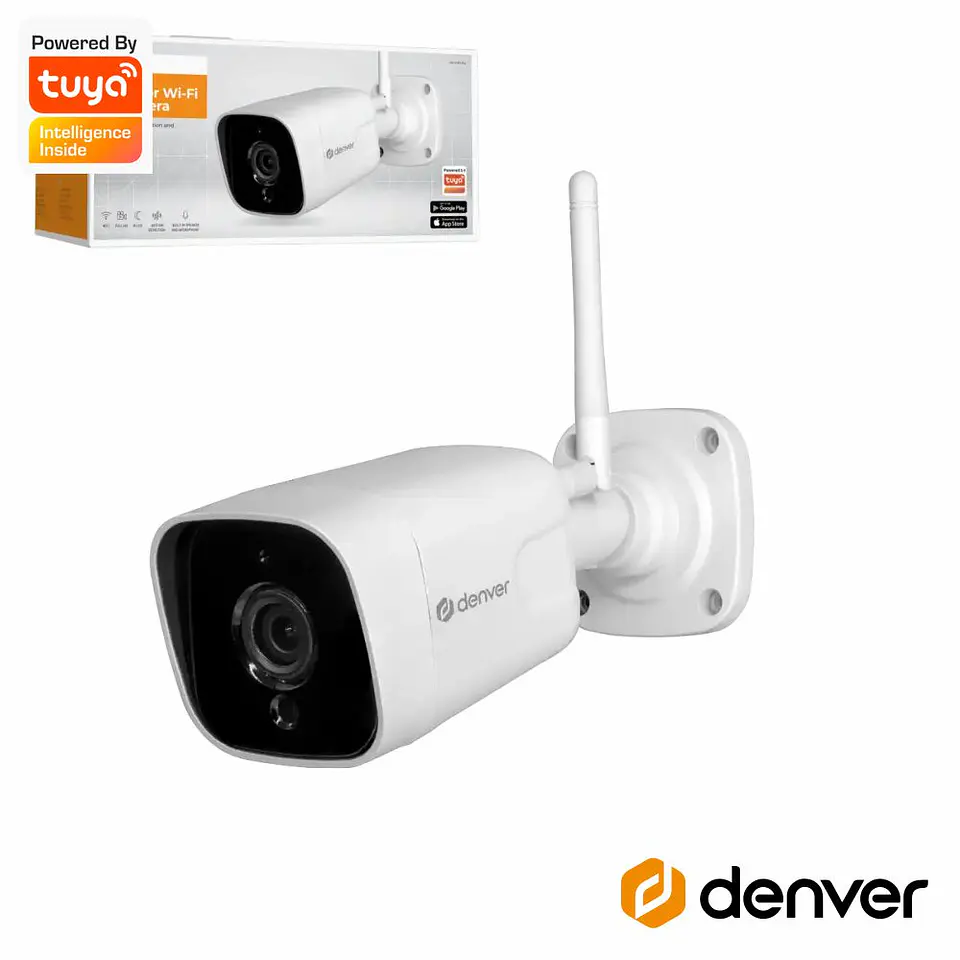 Câmara Vigilância IP 2MP Full HD 1080p Wifi Tuya DENVER 1