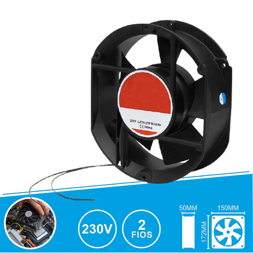 Ventoinha 230V 172x150x50mm 2 Fios 1