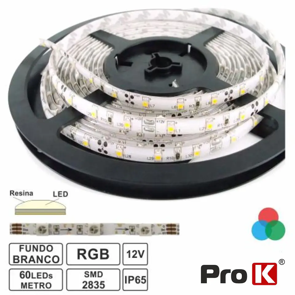 FITA 300 LEDS 2835 IMPERMEÁVEL RGB 12V 5M PROK 1