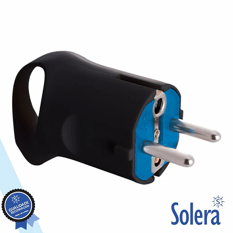 Ficha Schuko Macho 2P+Terra 16A 250V Preto SOLERA