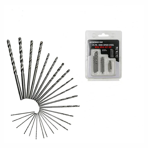 Conjunto De 25 Brocas HSS de Precisão Ø0.5mm A Ø3.0mm