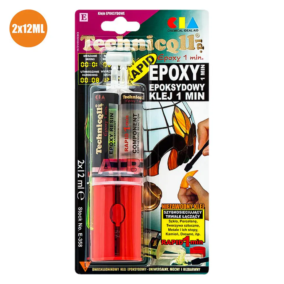 COLA EPÓXI SECAGEM RÁPIDA TRANSPARENTE 24ML 1