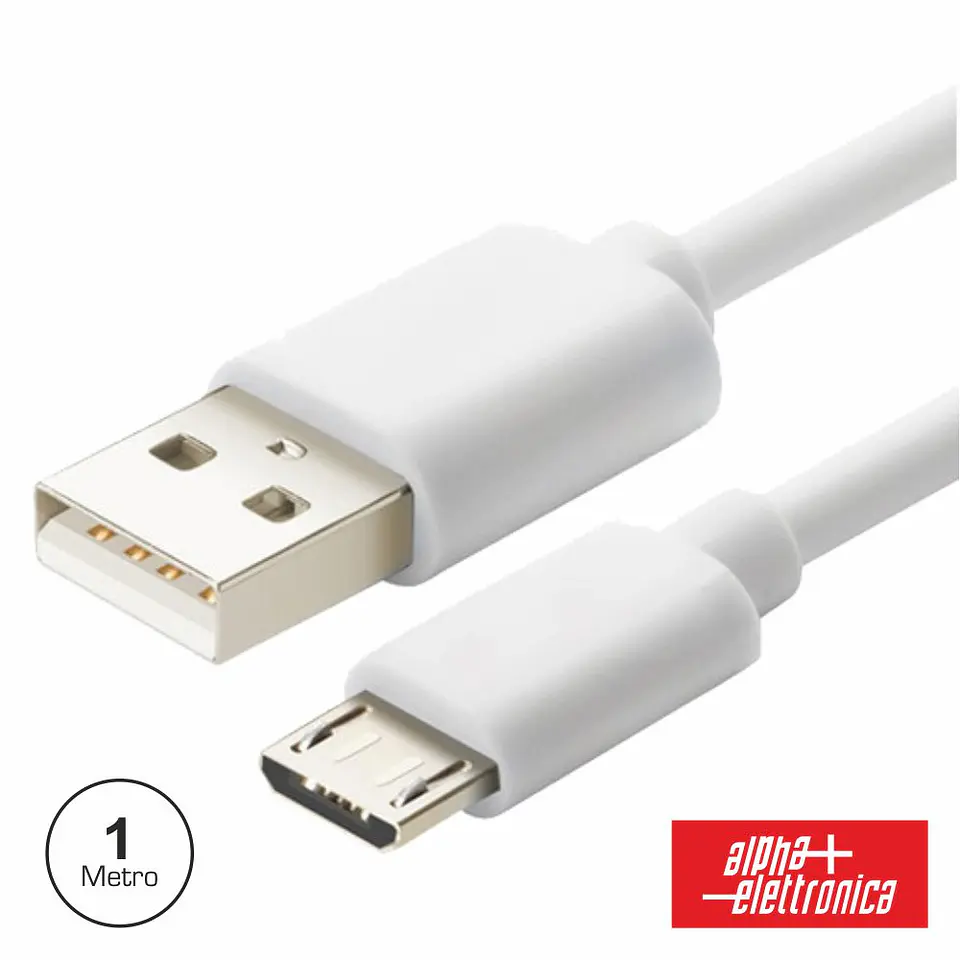 CABO USB-A 2.0 MACHO / MICRO USB-B 1M BRANCO ALPHA 1