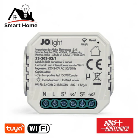 Módulo Automação Interruptor WiFi 2 Canais Tuya ALPHA