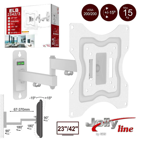 SUPORTE LCD/LED 27/42" 15KG VESA 200/200 C/ 2 BRAÇOS JOLLY