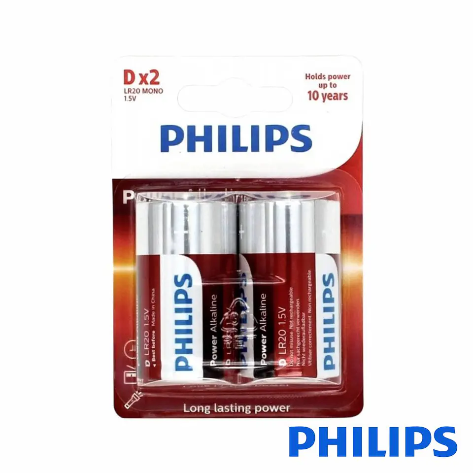 Pilha Alcalina LR20/D 1,5V 2x Power Life PHILIPS 1