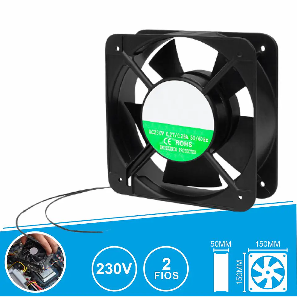 Ventoinha 230V 150x150x50mm 2 Fios 1