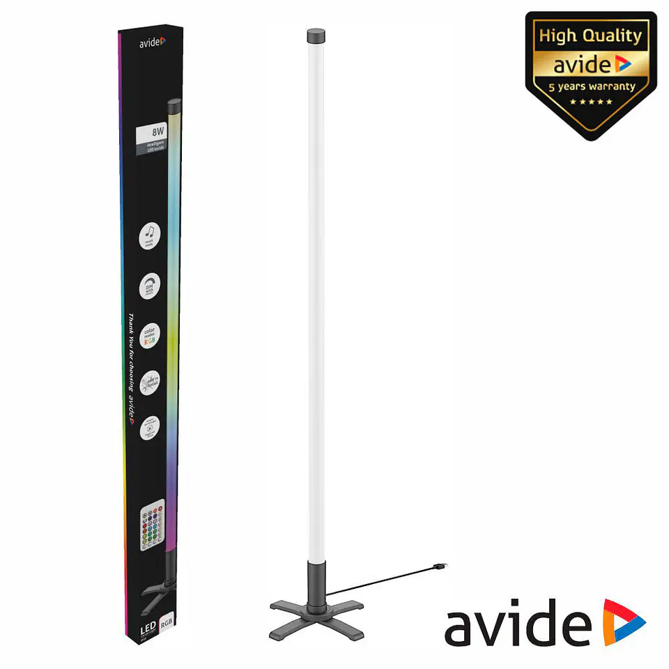 Tubo LED Canto RGB 8W 113CM C/ Sensor Som C/ Comando AVIDE 1