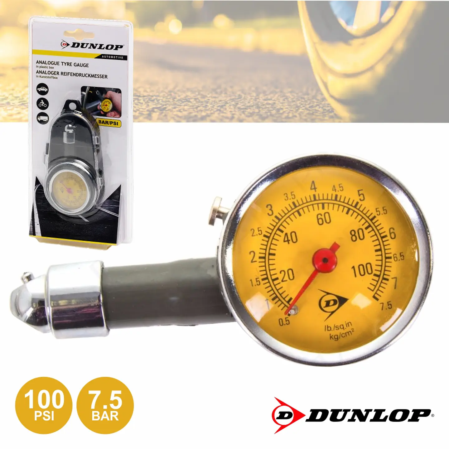 MEDIDOR DE PRESSÃO PNEUS ANALÓGICO DUNLOP 1