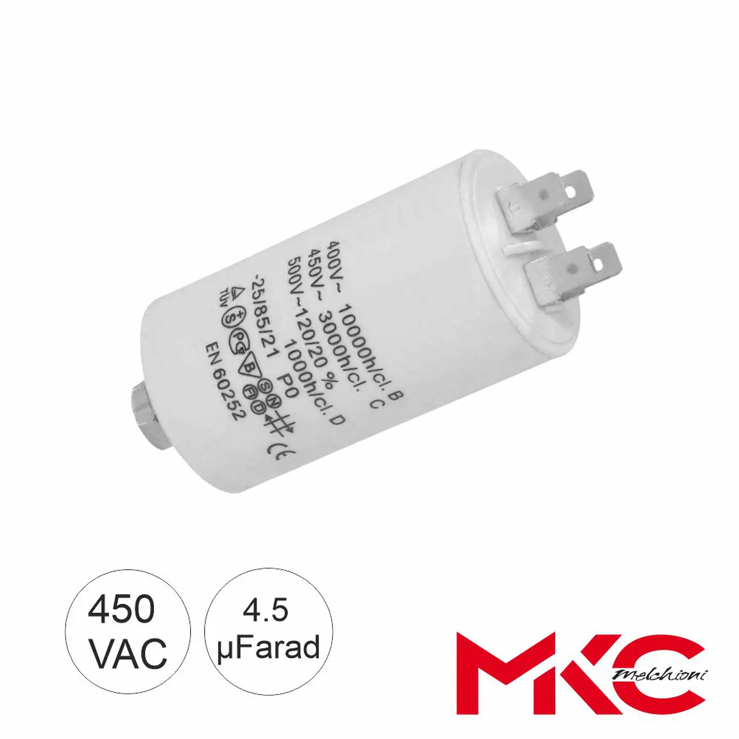 Condensador Arranque 4.5uF 450V C/ Terminais Faston 1