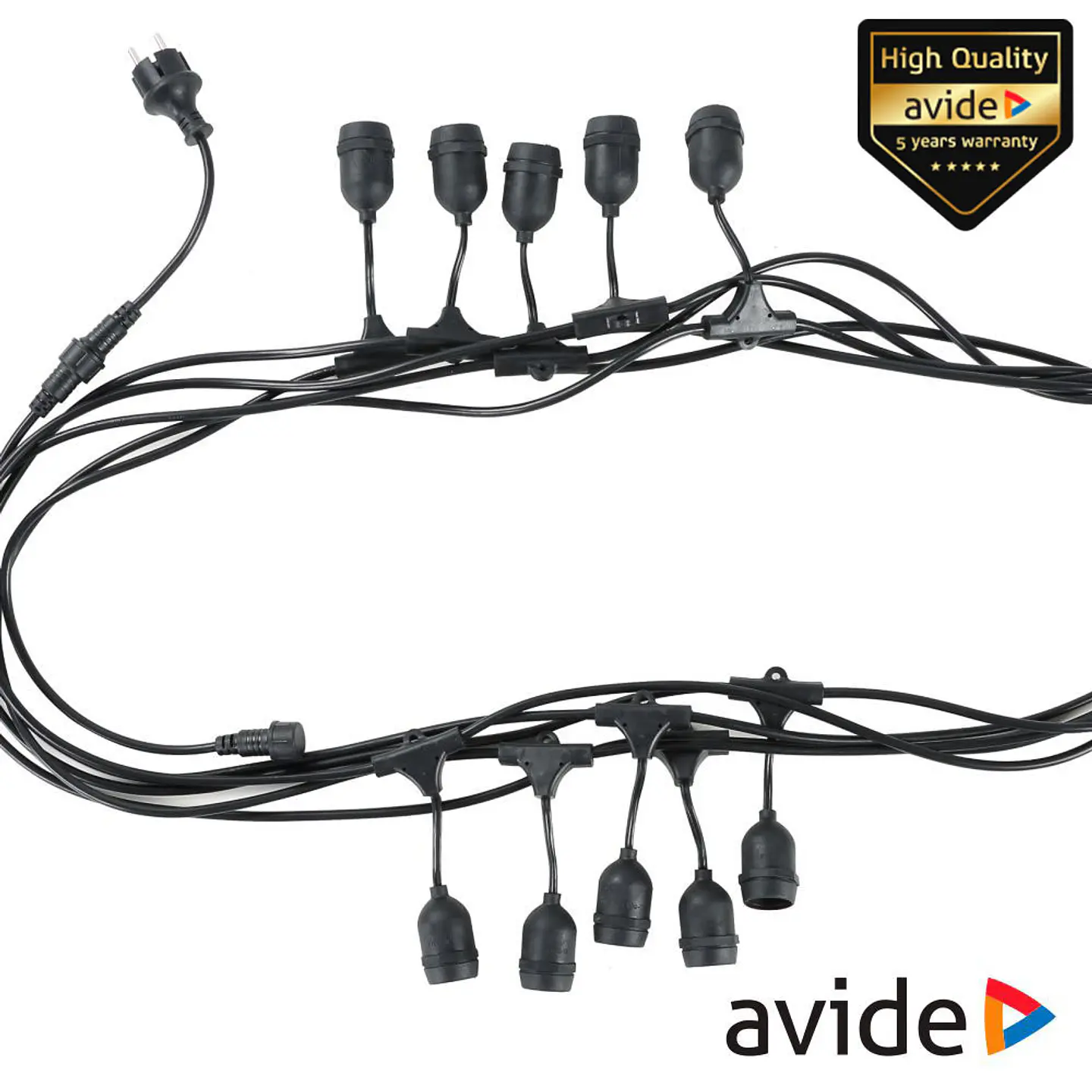 Corrente de Iluminação 10m P/ 10 Lâmpadas E27 IP44 AVIDE 1