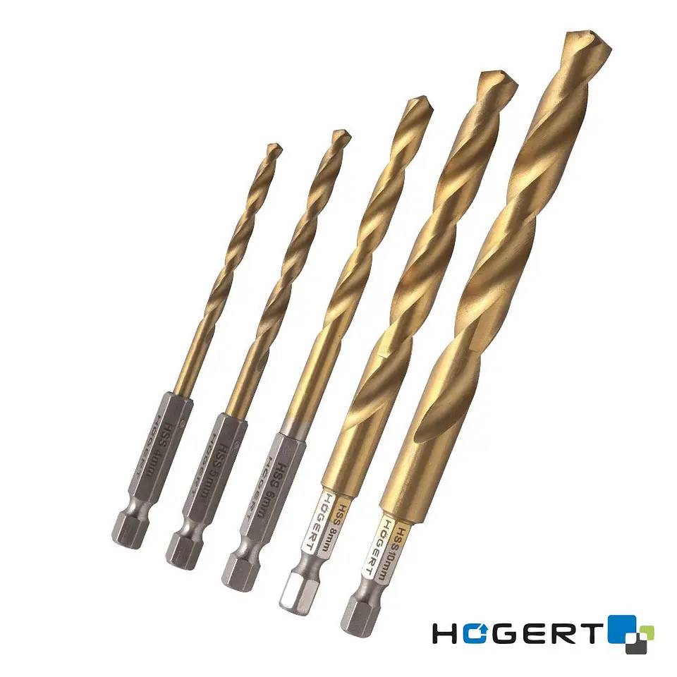 Conjunto de 5 Brocas HSS Ø4.0/5.0/6.0/8.0/10.0mm HOGERT 1