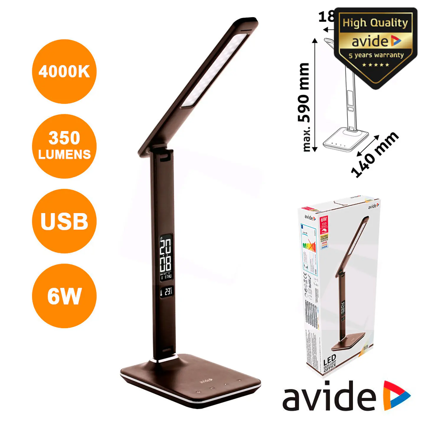 CANDEEIRO DECORATIVO LED 6W 5000K CALENDÁRIO 350LM AVIDE 1