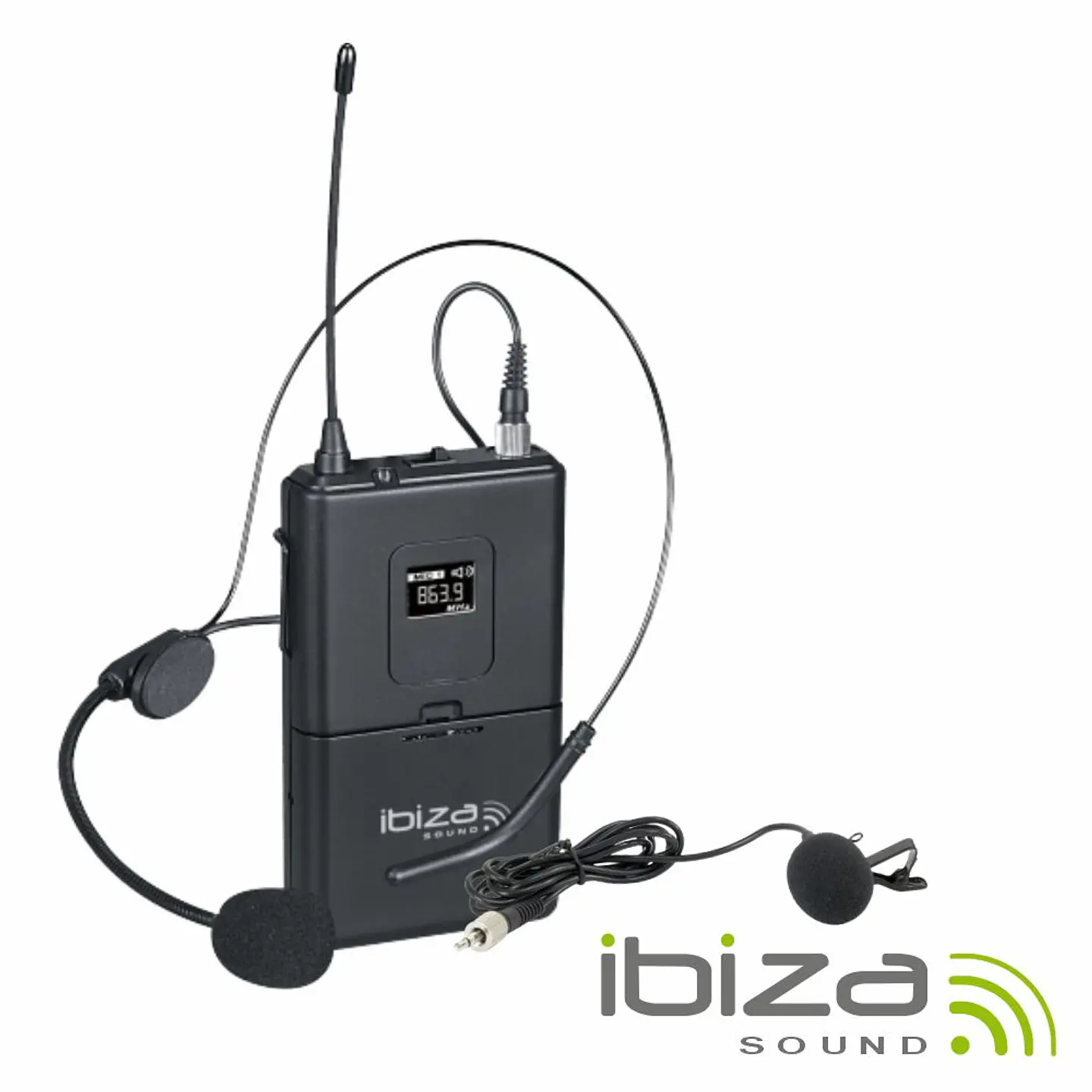 Microfones Headset + Lapela UHF S/ Fios 863.9MHz IBIZA 1
