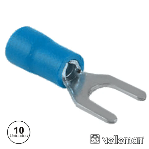 TERMINAL FORQUILHA ISOLADO 3.7MM 10X AZUL BLISTER