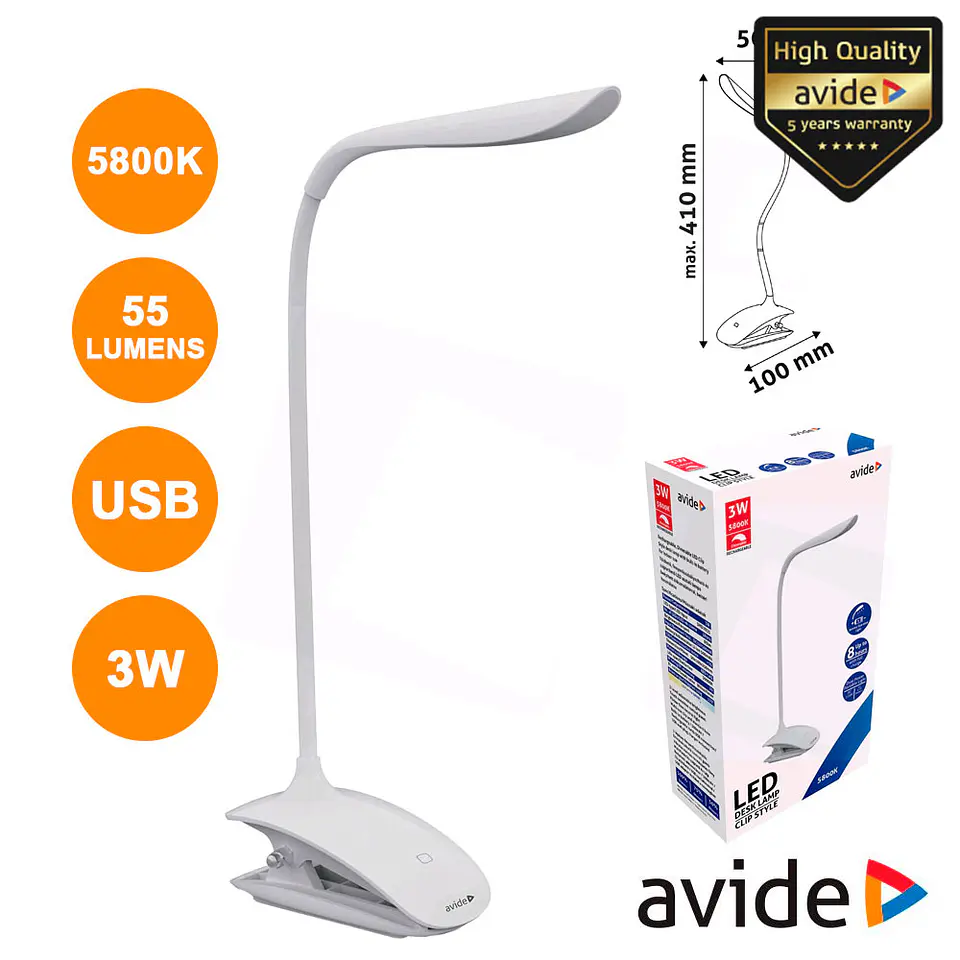CANDEEIRO DECORATIVO LED 3W 5800K C/ GARRA 85LM AVIDE 1
