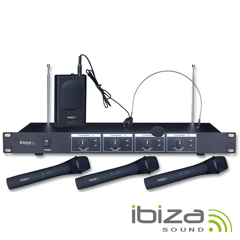 CENTRAL MICROFONE S/ FIOS 4 CANAIS VHF 201.1/207.5MHZ IBIZA