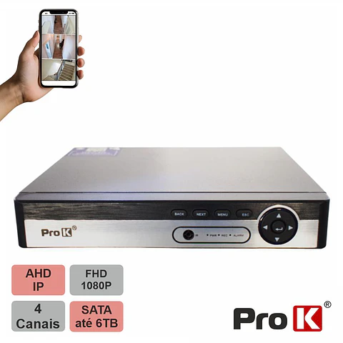 Vídeo-Gravador Digital 4 Canais 5IN1 Ethernet PROK