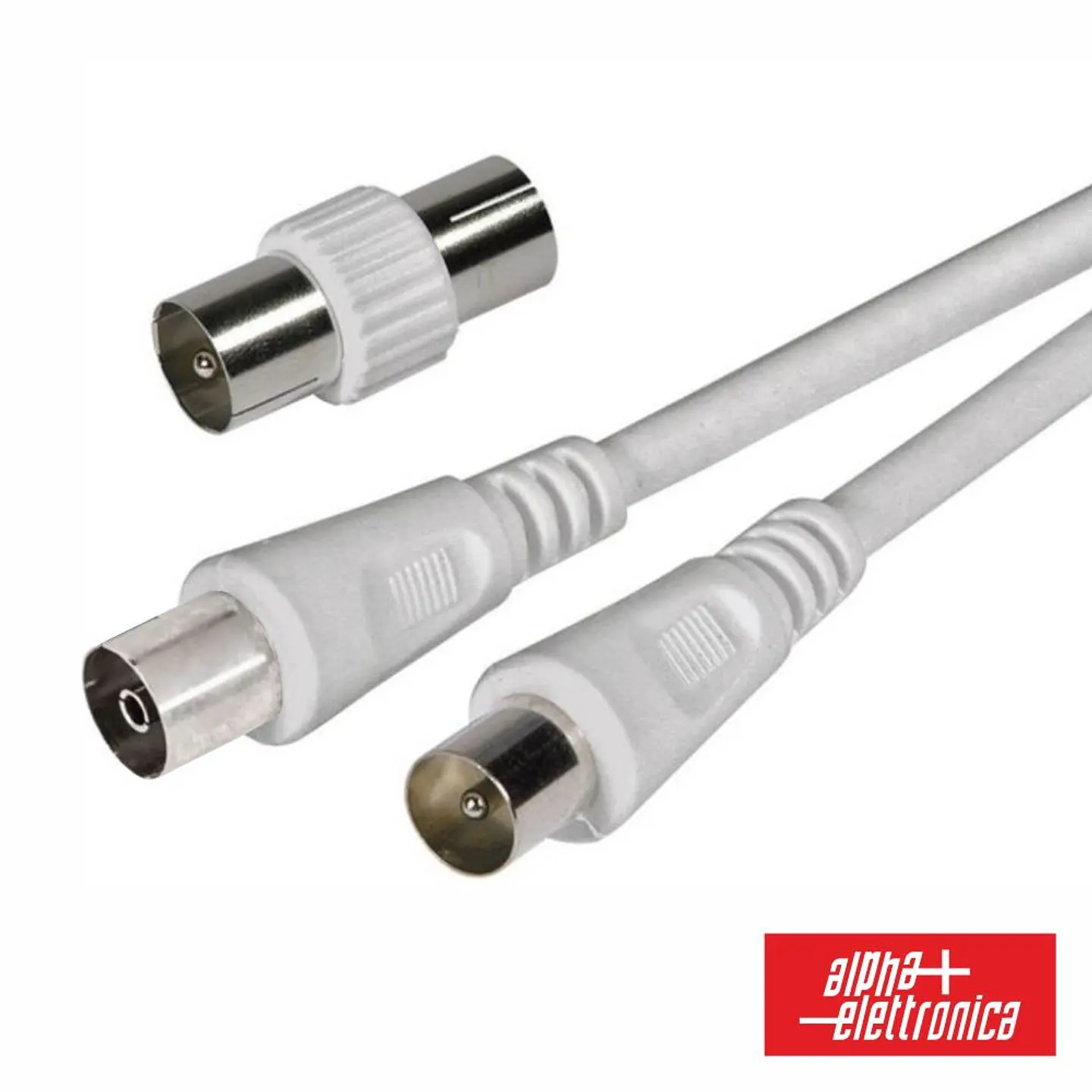 Cabo Coaxial Macho/Fêmea + Adaptador Branco 2m ALPHA 1