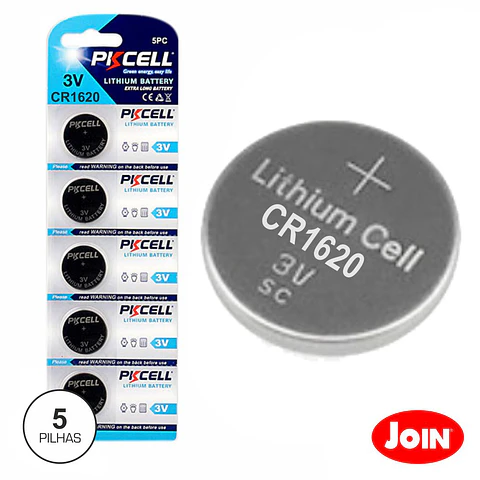 PILHA LITHIUM BOTÃO CR1620 3V 70MA 5X BLISTER