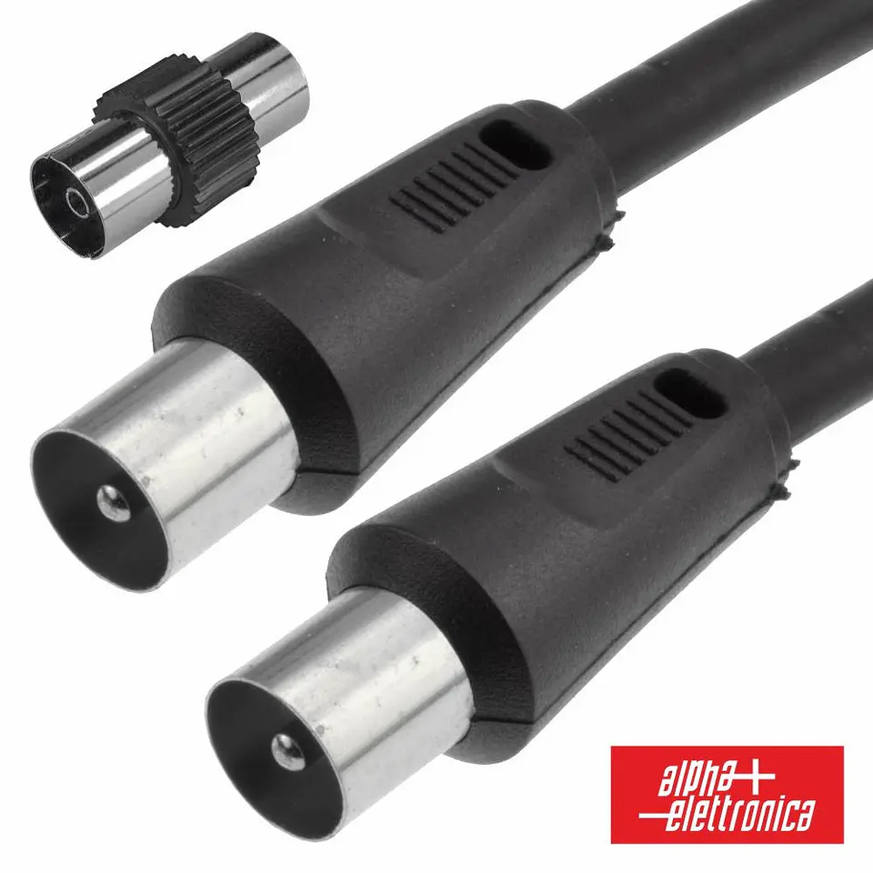 Cabo Coaxial Macho/Macho + Adaptador Preto 2m ALPHA 1