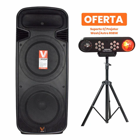 Coluna Amplificada 2x15" C/ Bateria C/ OFERTA de Projetor