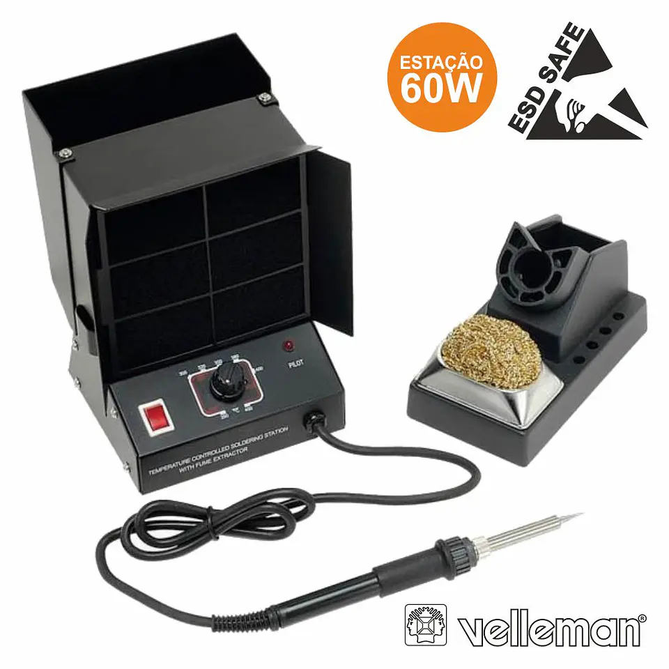 ESTAÇÃO DE SOLDAR 60W C/ EXTRATOR FUMO E SUPORTE VELLEMAN 1