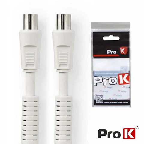 Cabo Coaxial Macho/Fêmea Branco 15m PROK