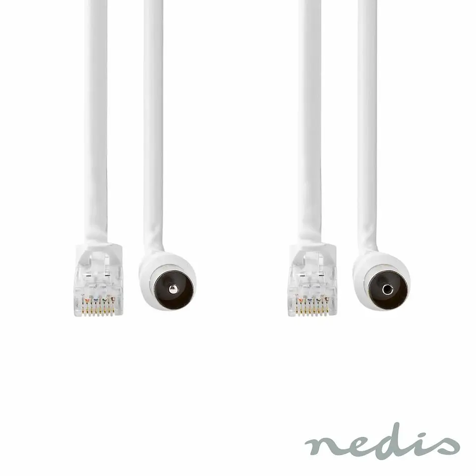 Cabo Coaxial Fêmea / RJ45 P/ Ficha Coaxial Macho / RJ45 1.5M 1