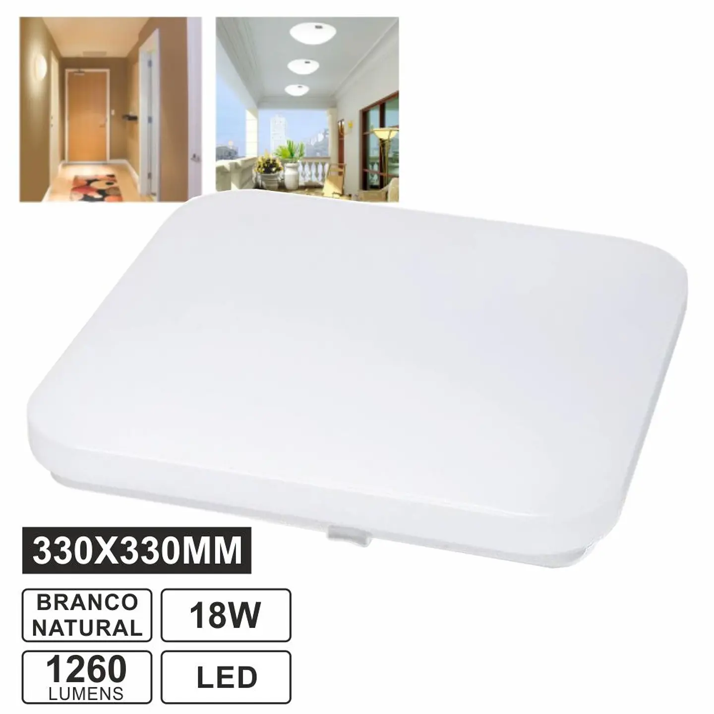 PAINEL LED QUADRADO APLIQUE SLIM 18W 33CM 4000K 1260LM 1