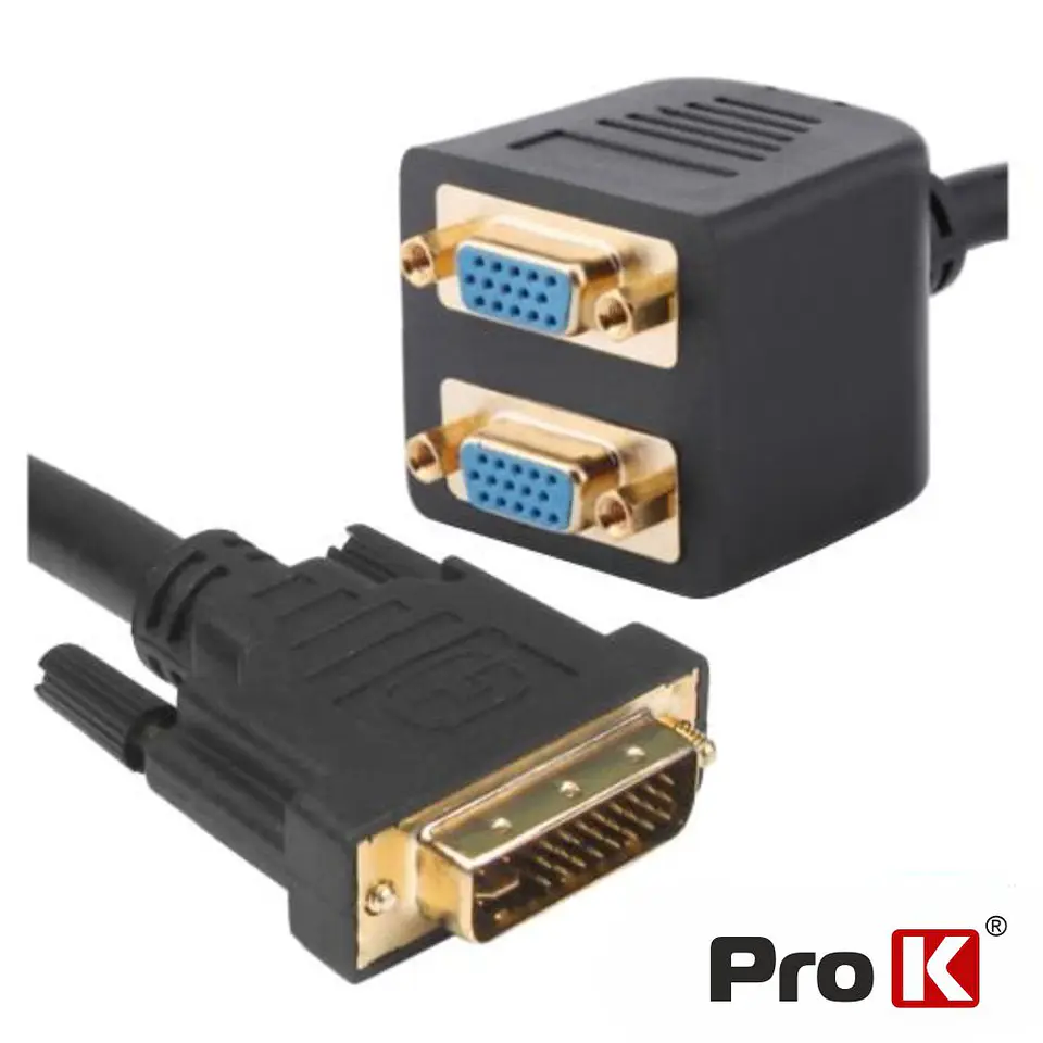 ADAPTADOR 1 ENTRADA  DVI-I /  2 SAÍDAS VGA  PROK 1