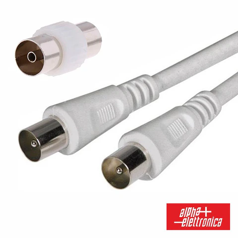 Cabo Coaxial Macho/Macho + Adaptador Branco 2m ALPHA