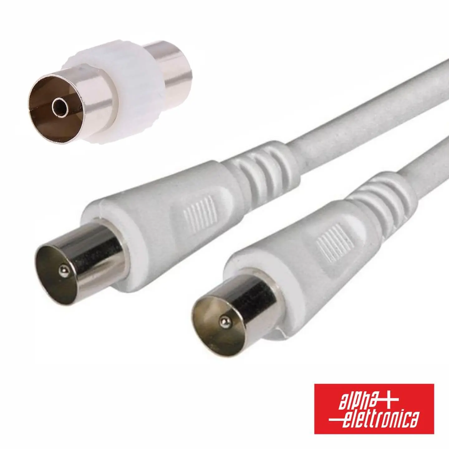 Cabo Coaxial Macho/Macho + Adaptador Branco 2m ALPHA 1