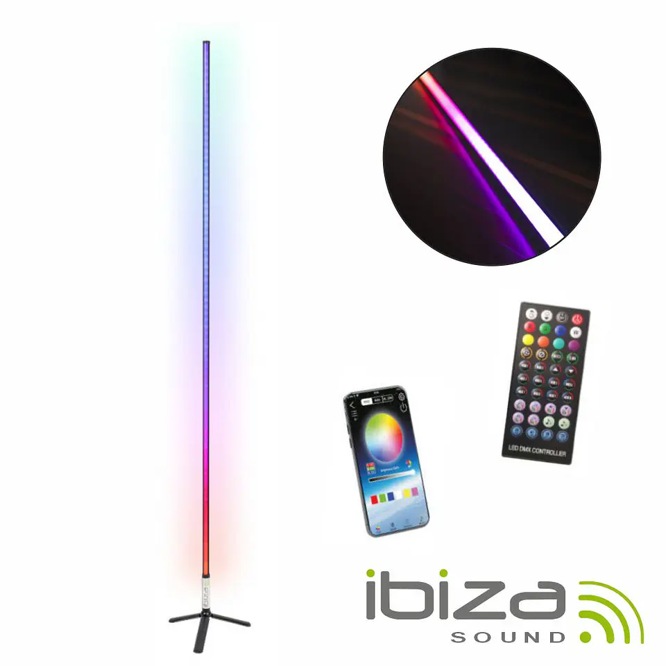 Tubo LED RGB 1m Bluetooth C/ Suporte Preto IBIZA 1