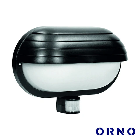Aplique Oval C/ Sensor Movimentos PIR E27 IP44 Preto ORNO