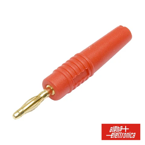 FICHA BANANA 2MM MACHO VERMELHA DOURADA
