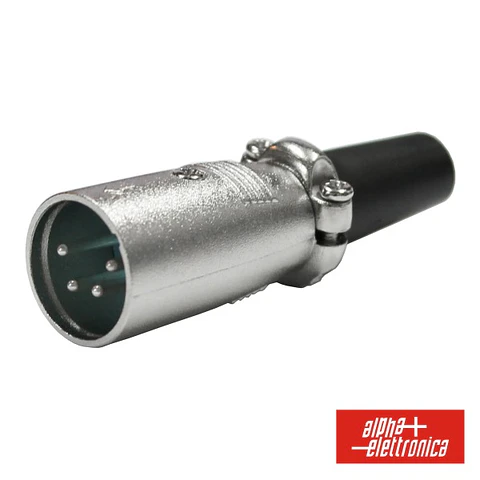 FICHA XLR 4P MACHO NIQUELADA PROTEÇÃO BLOQUEIO