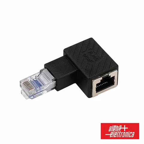 Ficha Adaptador RJ45 Macho P/ RJ45 Fêmea 90º ALPHA