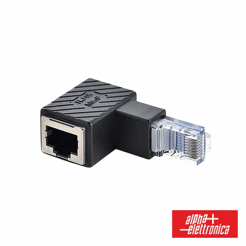 Ficha Adaptador RJ45 Macho P/ RJ45 Fêmea 90º ALPHA