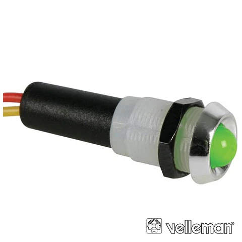 LED PILOTO 12V VERDE CAIXA ABS CROMADA VELLEMAN