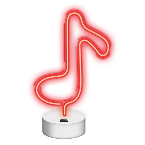 Luz LED Neon Em Forma de Nota Musical C/ Base